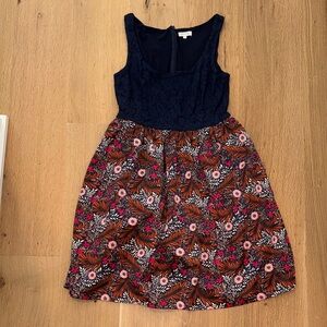 Anthropologie Weston Floral Navy and Pink mini Dress women’s size 8